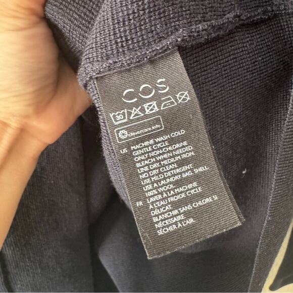 COS ribbed wool navy blue cardigan - Picture 4 of 7